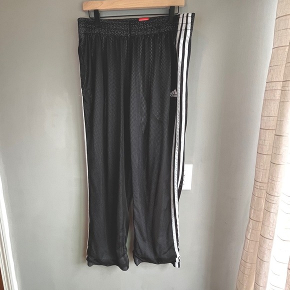 Adidas Basketball Shorts Black White Three Stripe Mesh Athletic Climalite - Picture 3 of 12